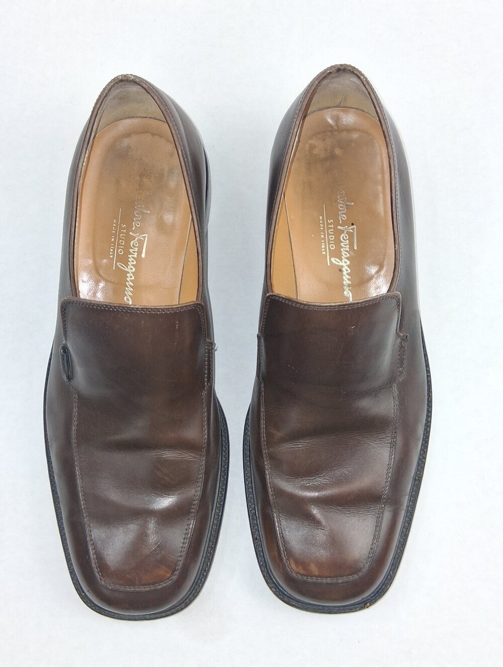 Salvatore Ferragamo Brown Leather Slip On Loafers 9